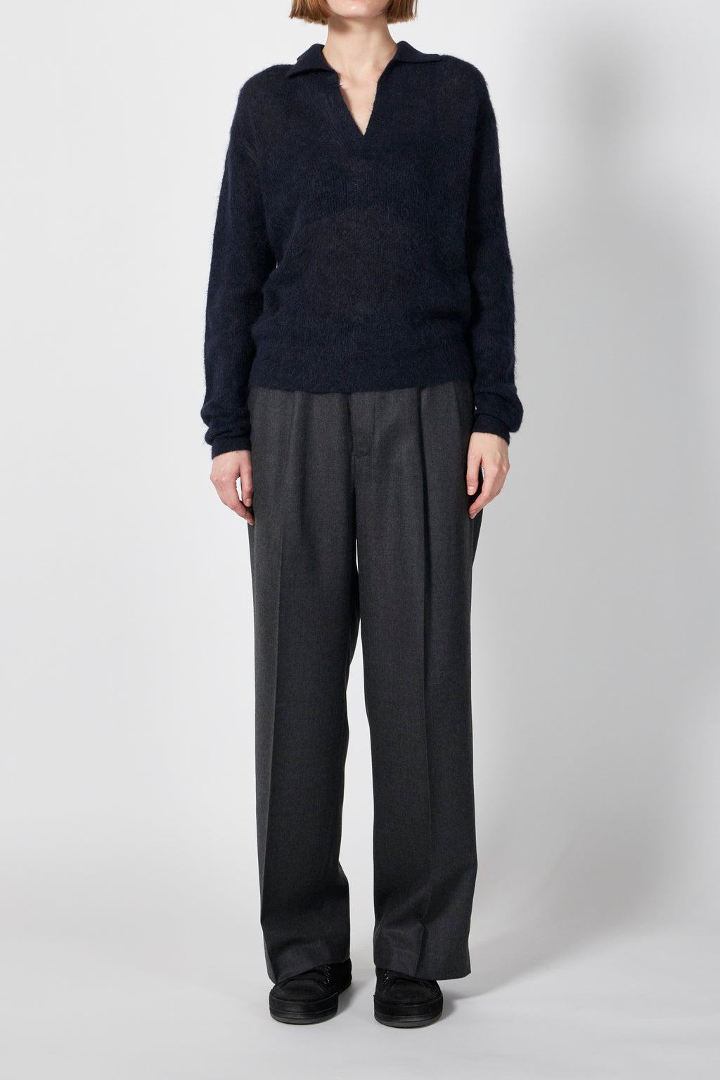 BABY SURI ALPACA SHEER KNIT SKIPPER POLO – ATELIERMO