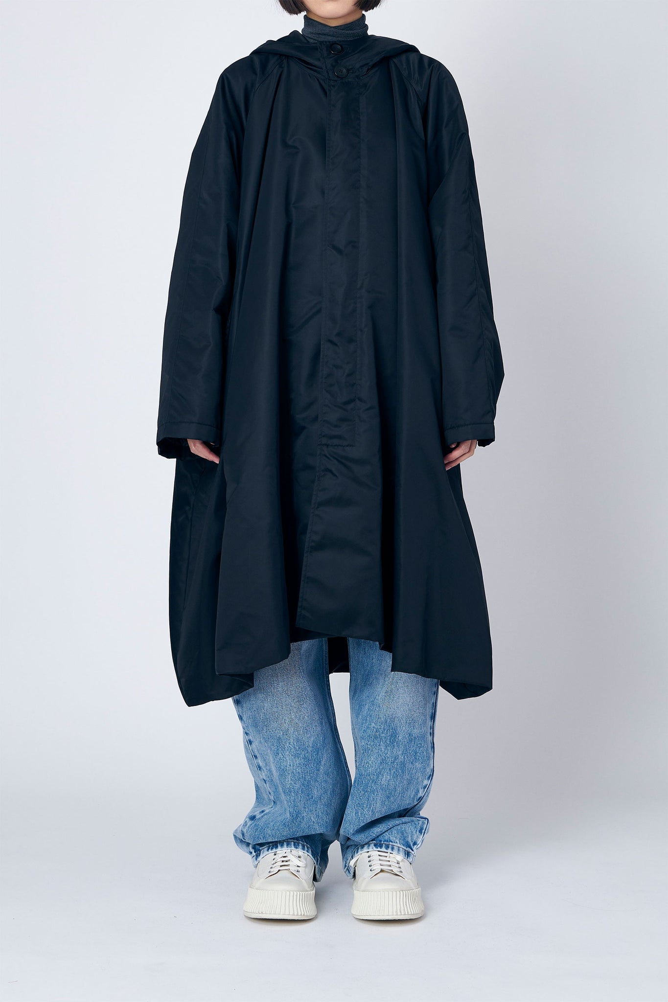 iirot Nylon Satin Patted Coat Black コート