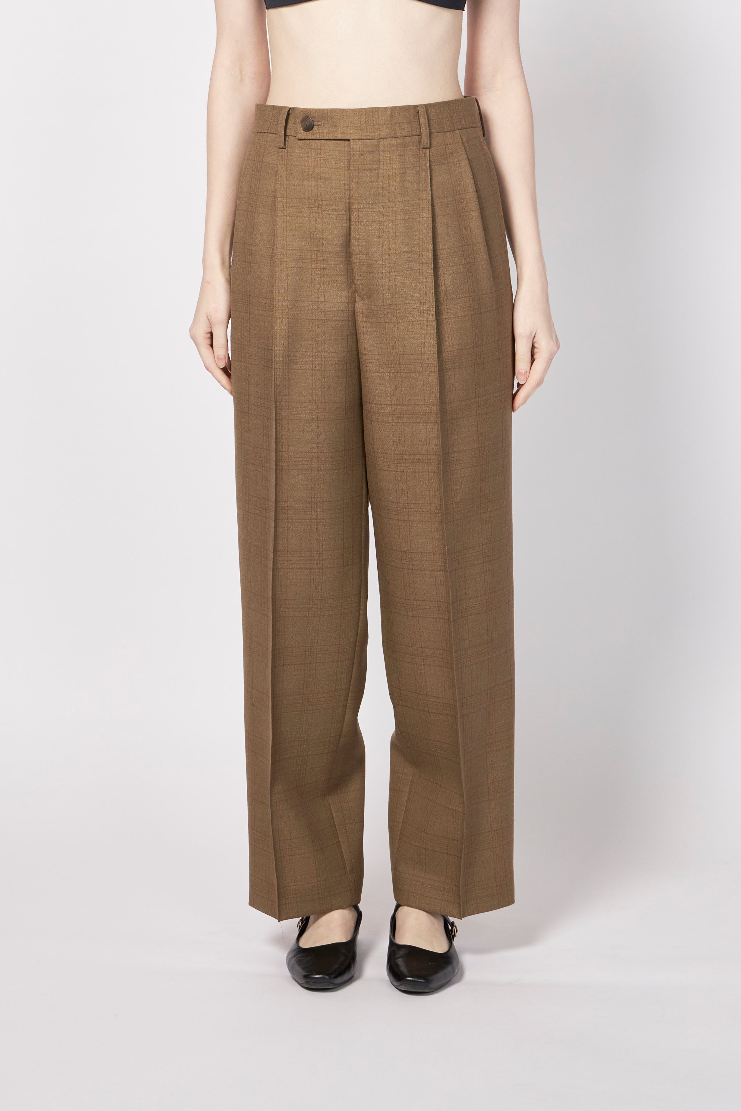 BLUEFACED WOOL TWO-TUCK SLACKS – ATELIERMO