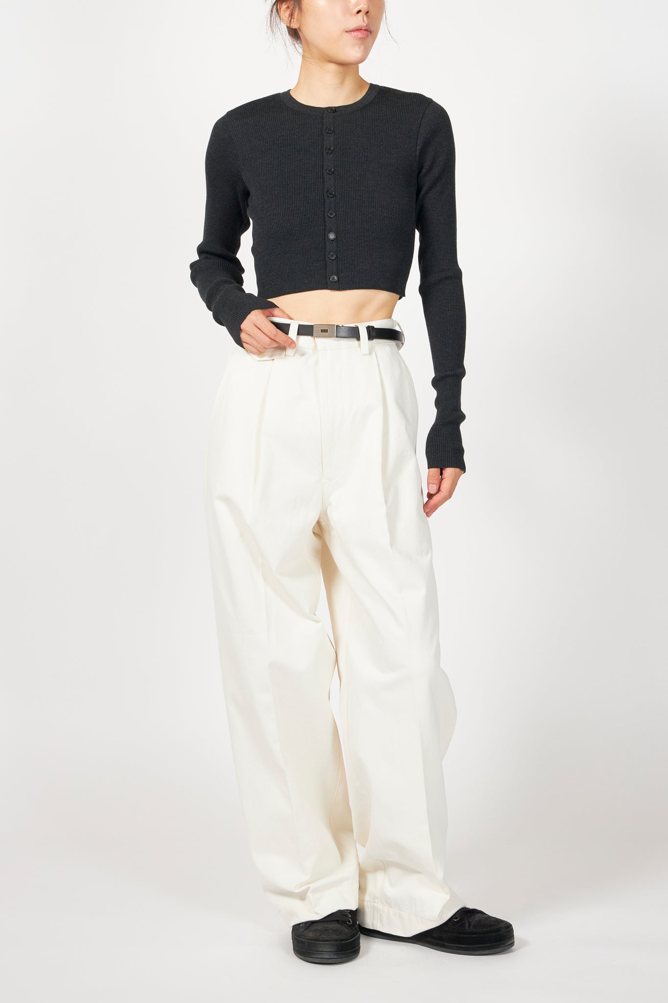 SUPER FINE WOOL HIGH GAUGE RIB KNIT S/CARDIGAN – ATELIERMO