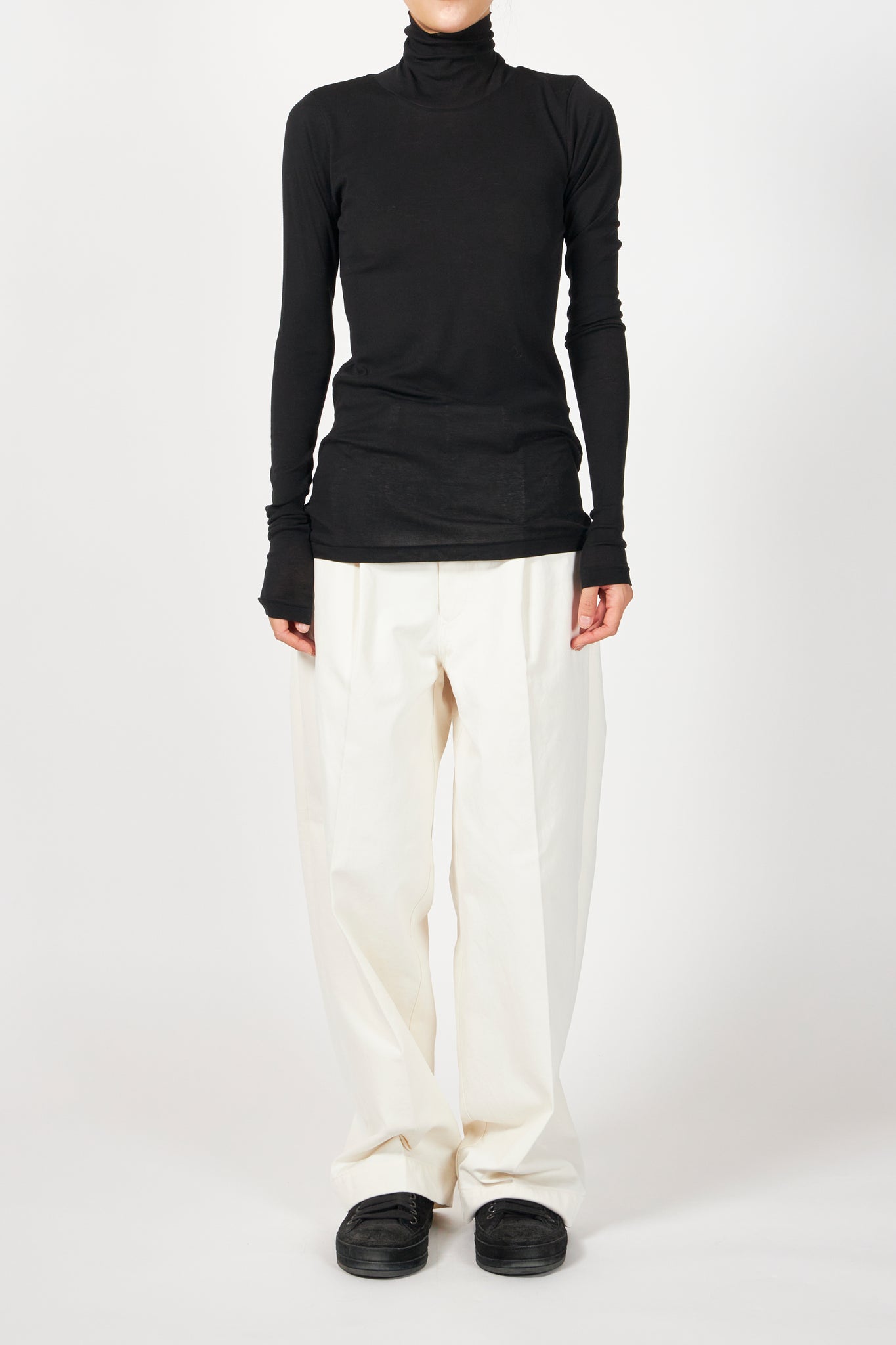 SUPER HIGH GAUGE SHEER RIB TURTLE NECK L/S TEE