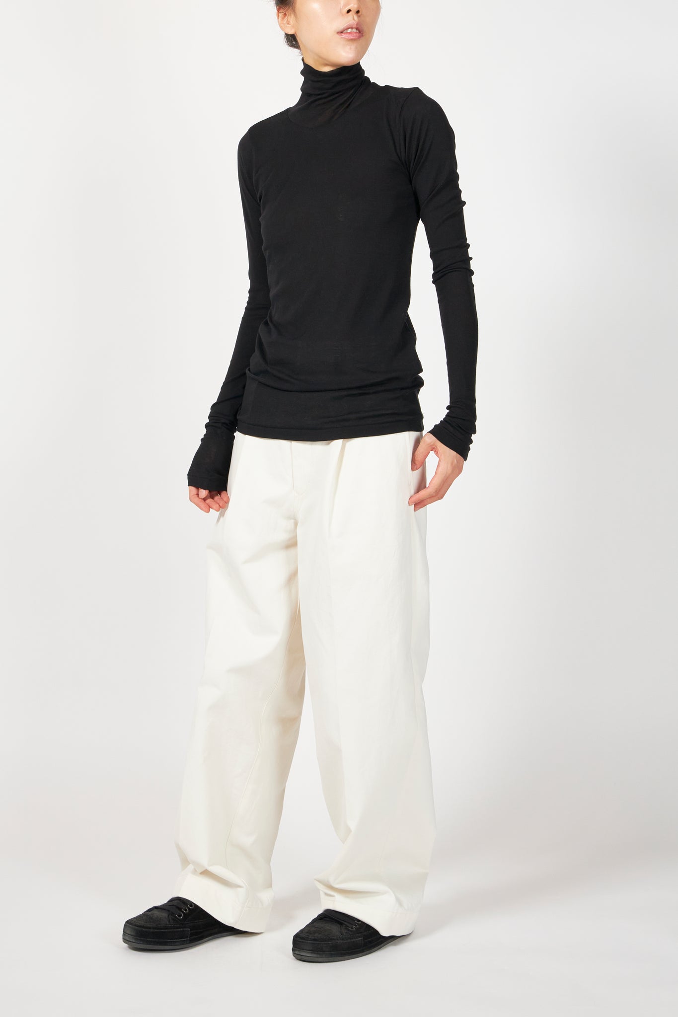 SUPER HIGH GAUGE SHEER RIB TURTLE NECK L/S TEE