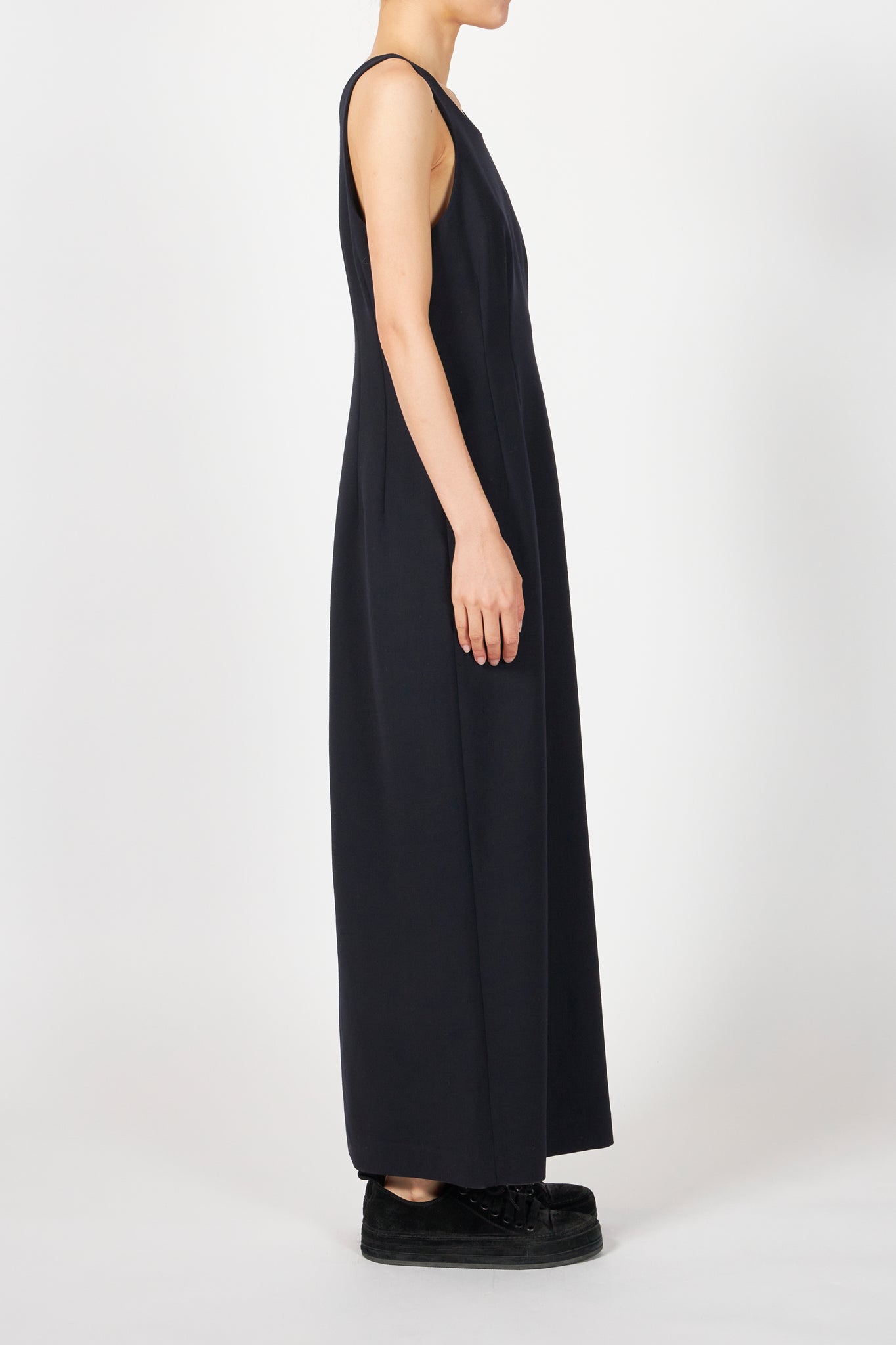 TENSE WOOL DOUBLE CLOTH SLEEVELESS DRESS – ATELIERMO