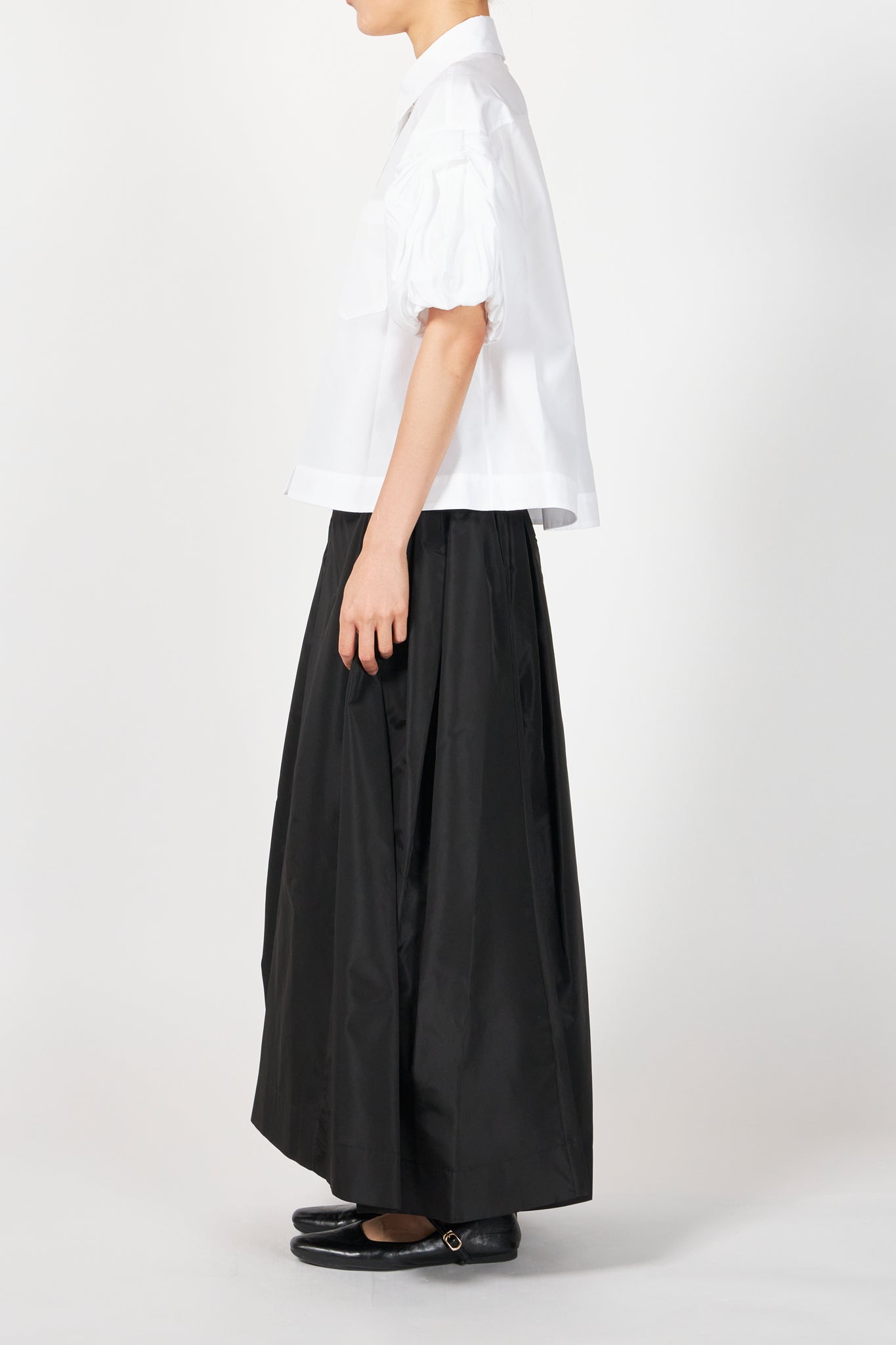 CROPPED PUFF BOW SLEEVE SHIRT