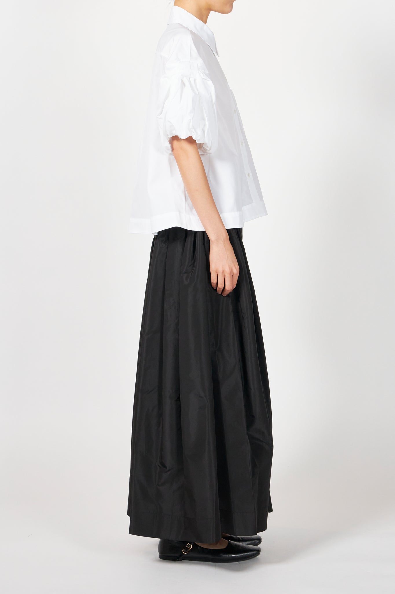CROPPED PUFF BOW SLEEVE SHIRT