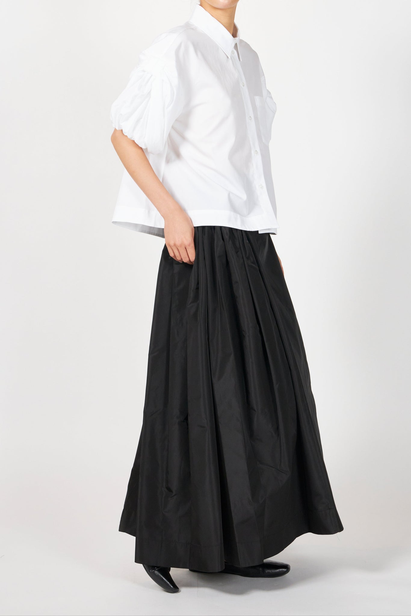 CROPPED PUFF BOW SLEEVE SHIRT