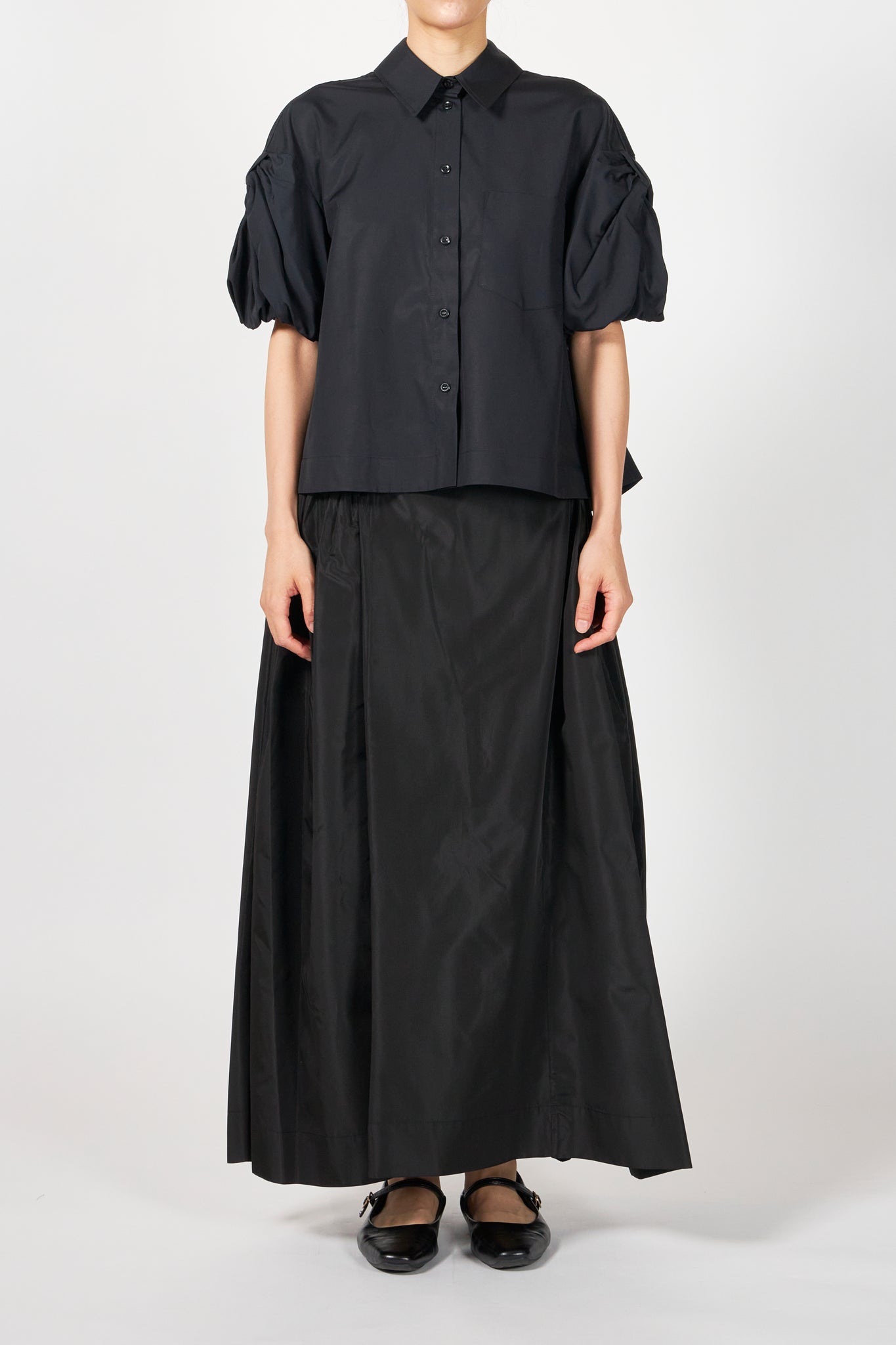 CROPPED PUFF BOW SLEEVE SHIRT