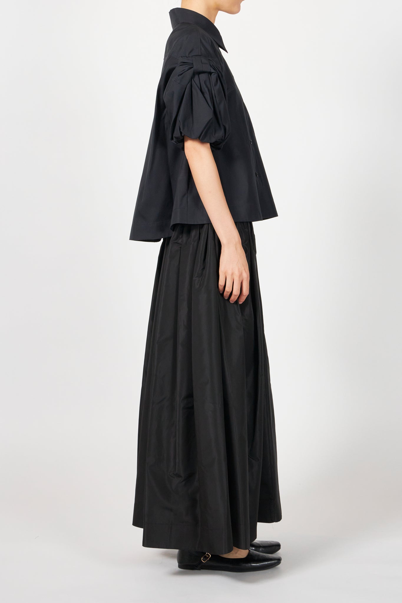 CROPPED PUFF BOW SLEEVE SHIRT