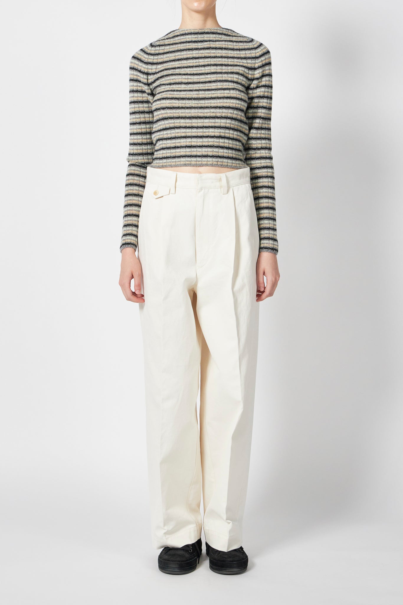 SHETLAND WOOL CASHMERE RIB KNIT BOAT-NECK P/O