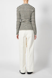 SHETLAND WOOL CASHMERE RIB KNIT CREW-NECK CARDIGAN – ATELIERMO