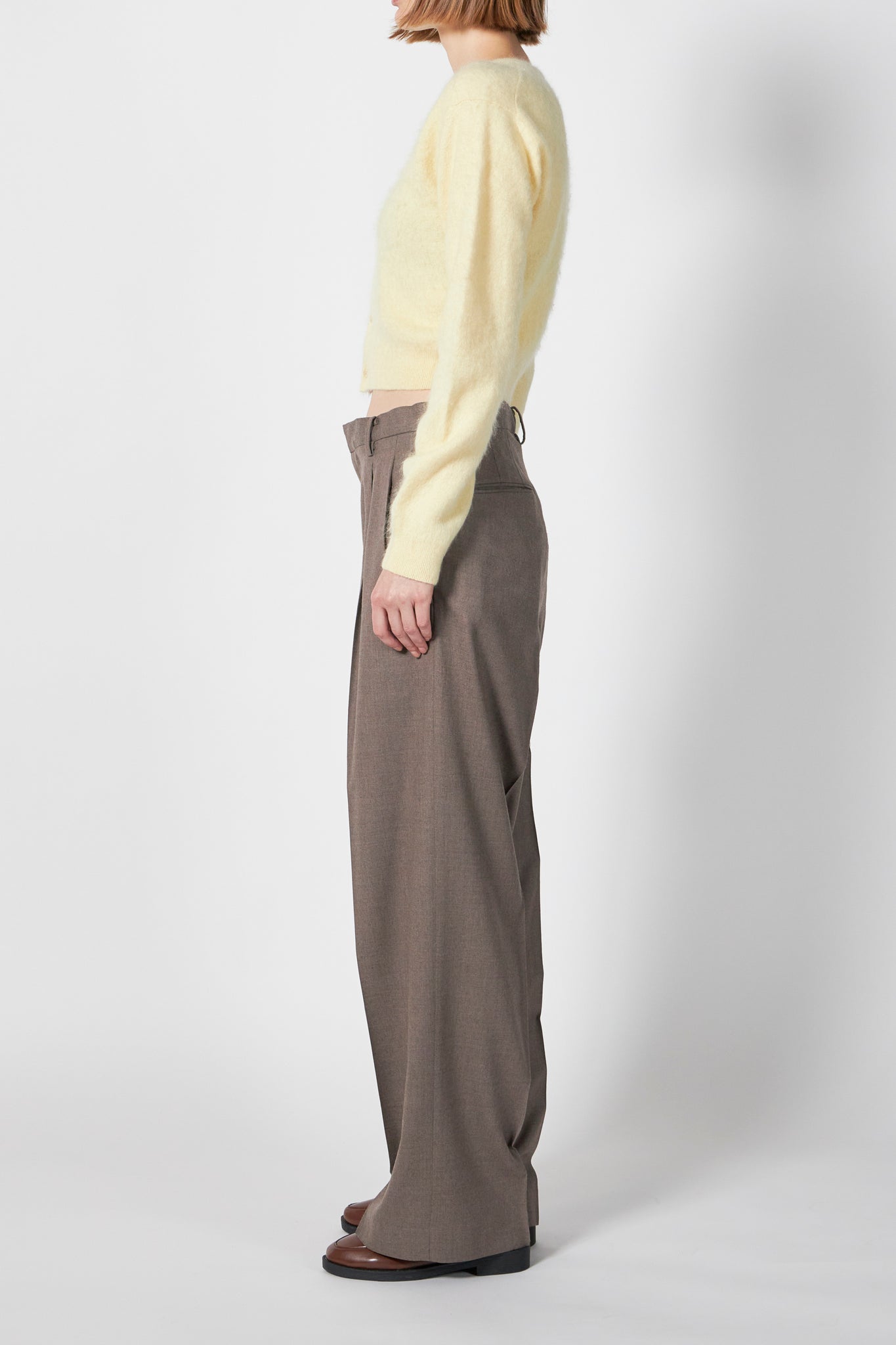 GARMENT-DYED BABY ALPACA FUR KNIT C/N CARDIGAN