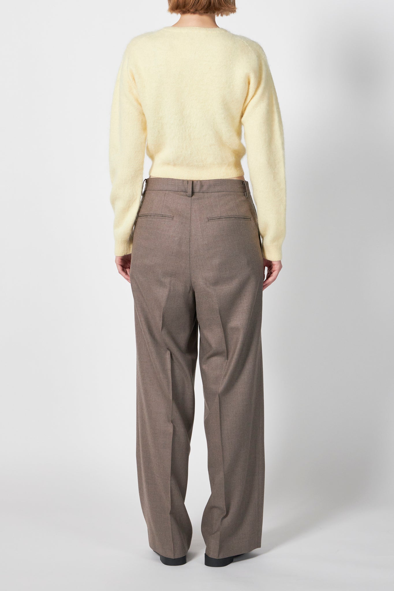 GARMENT-DYED BABY ALPACA FUR KNIT C/N CARDIGAN