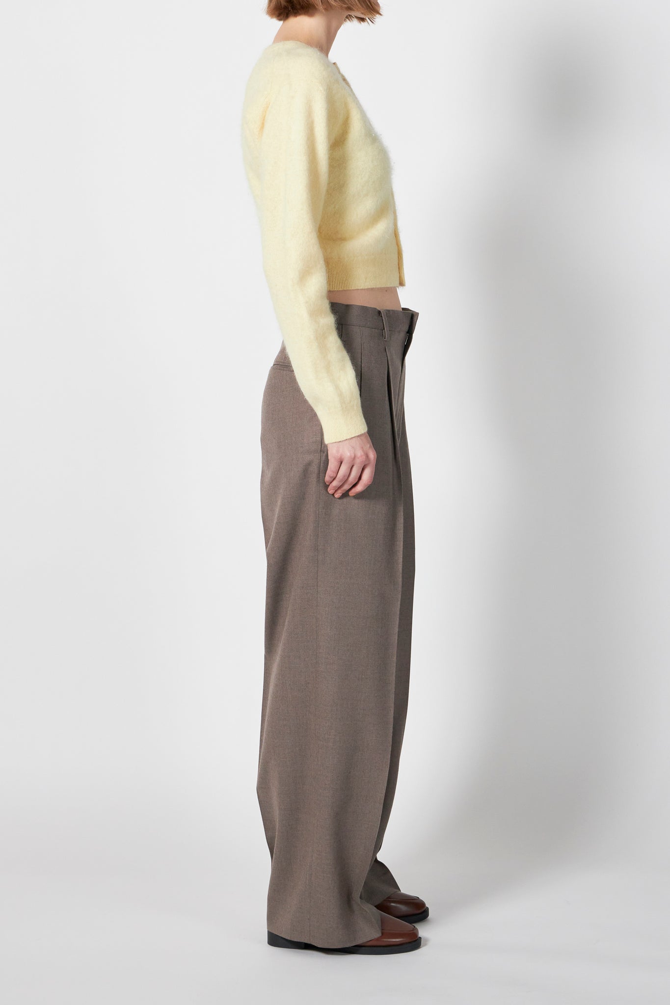 GARMENT-DYED BABY ALPACA FUR KNIT C/N CARDIGAN