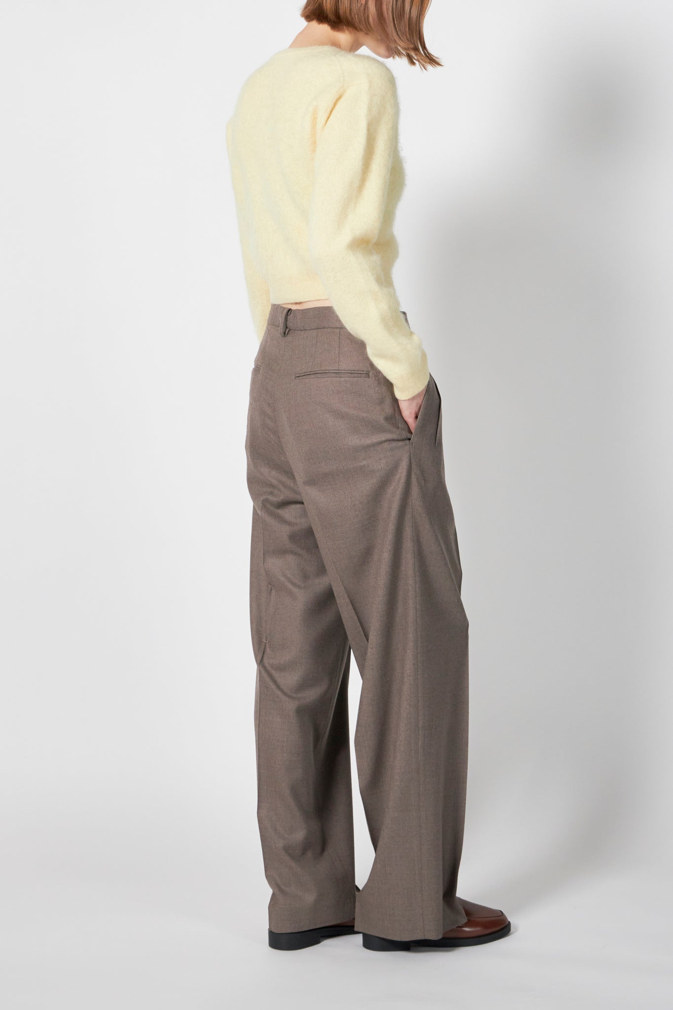 GARMENT-DYED BABY ALPACA FUR KNIT C/N CARDIGAN