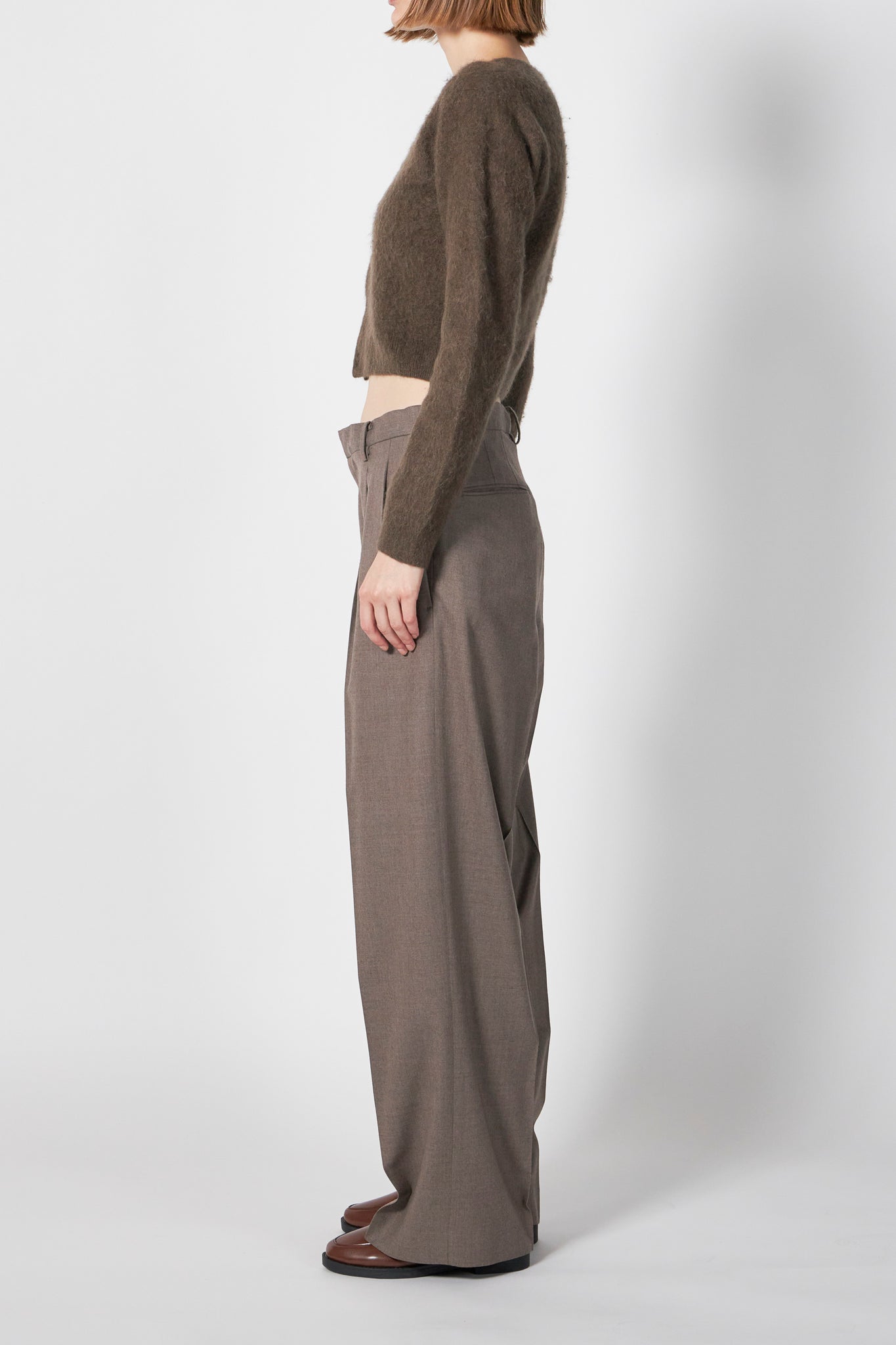 GARMENT-DYED BABY ALPACA FUR KNIT C/N CARDIGAN