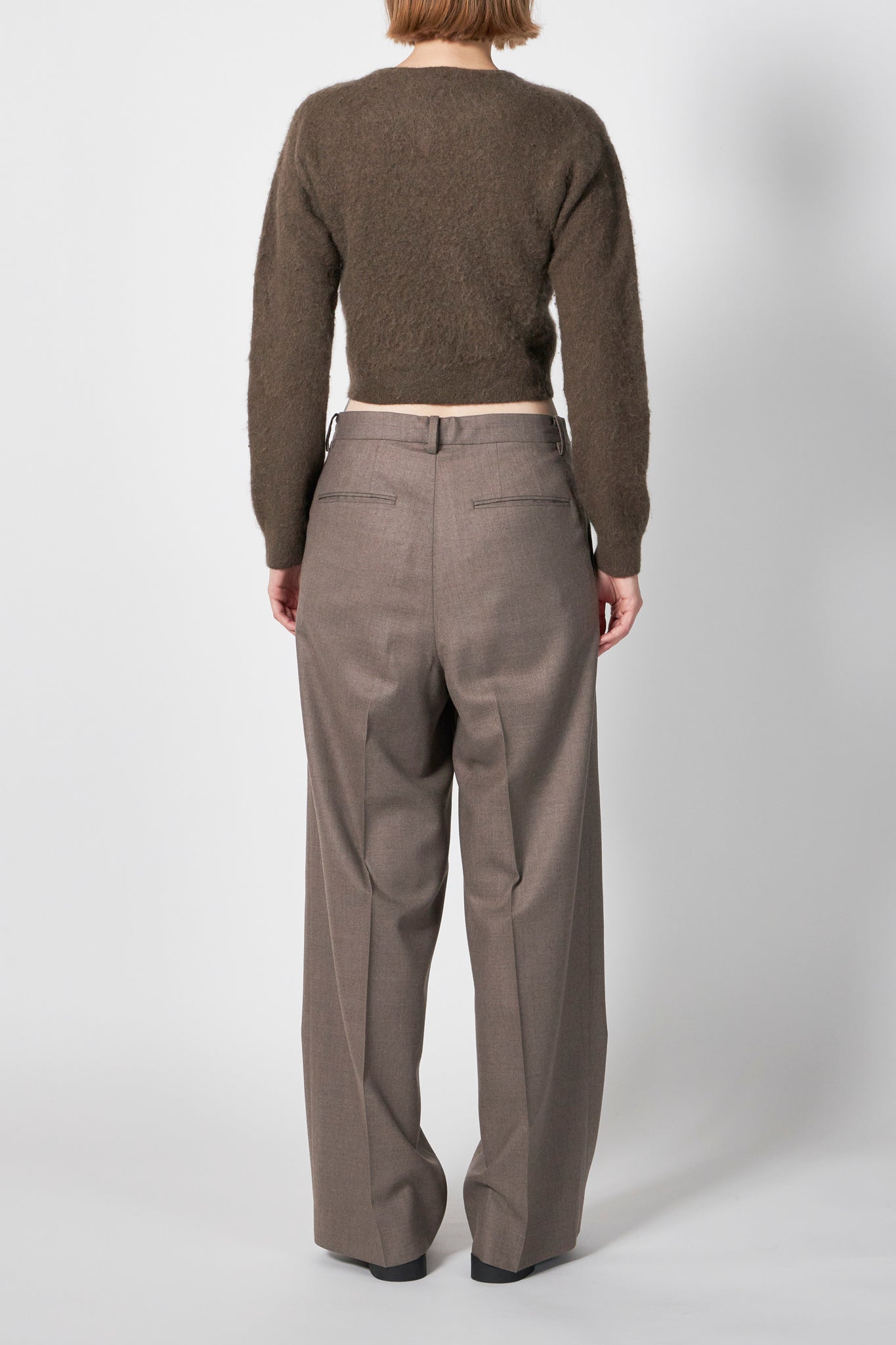 GARMENT-DYED BABY ALPACA FUR KNIT C/N CARDIGAN