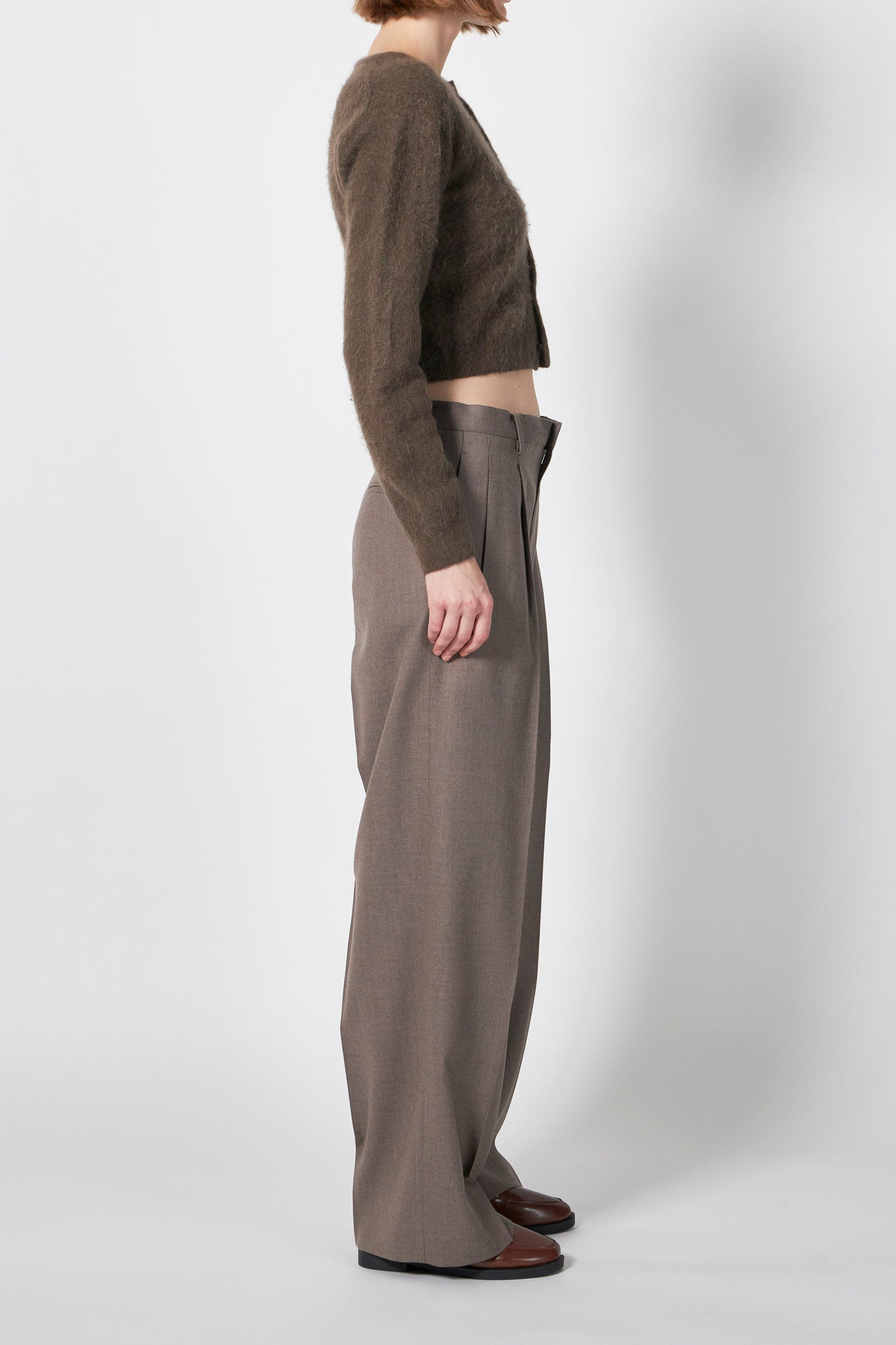 GARMENT-DYED BABY ALPACA FUR KNIT C/N CARDIGAN