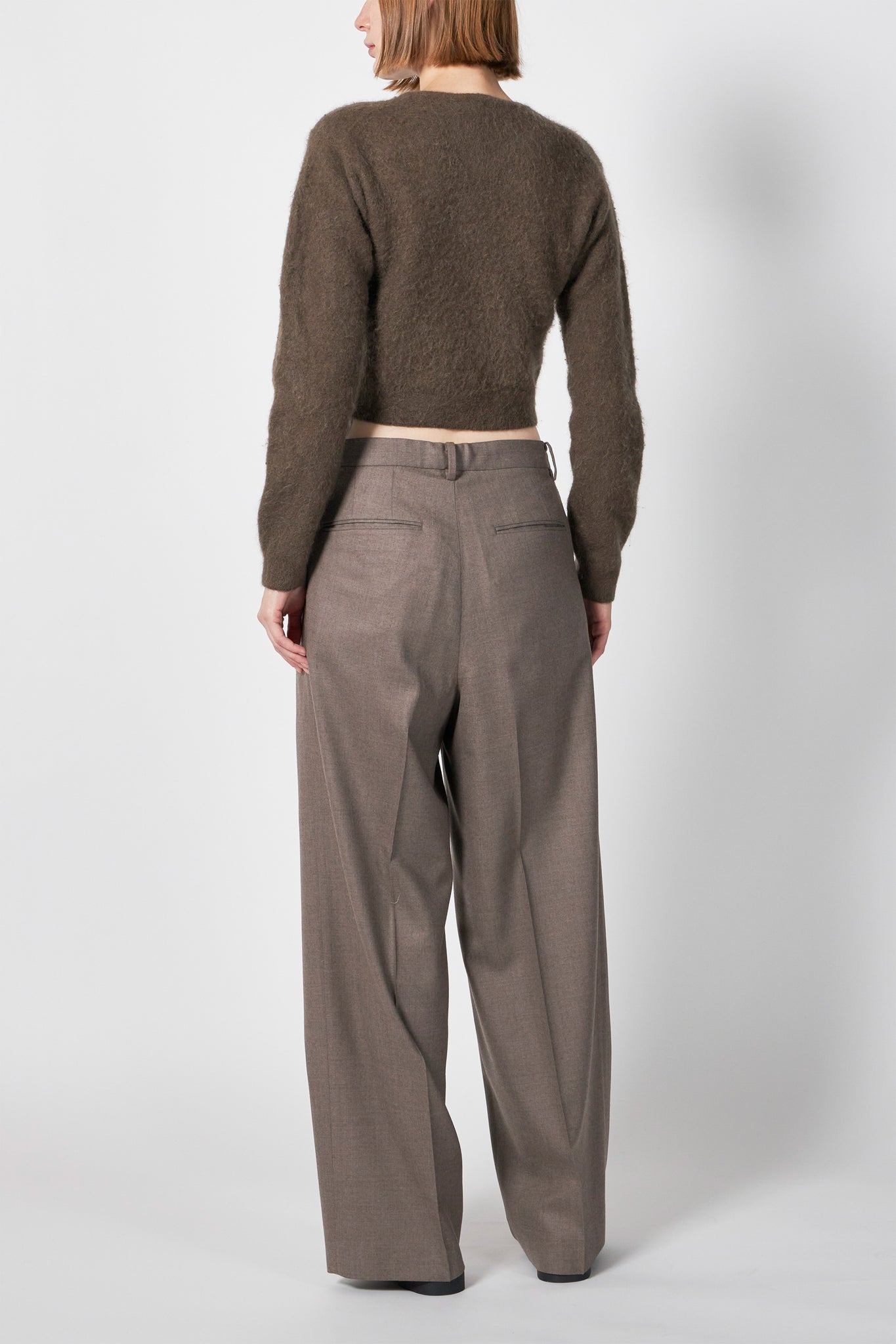 GARMENT-DYED BABY ALPACA FUR KNIT C/N CARDIGAN