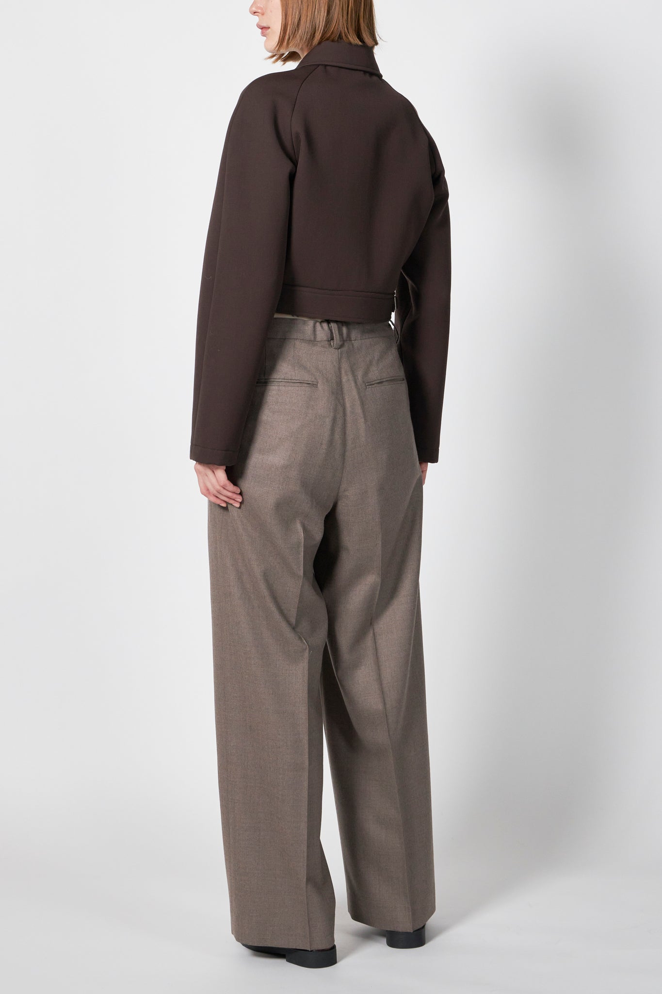 TWISTED DOUBLE CLOTH CROPPED ZIP BLOUSON – ATELIERMO