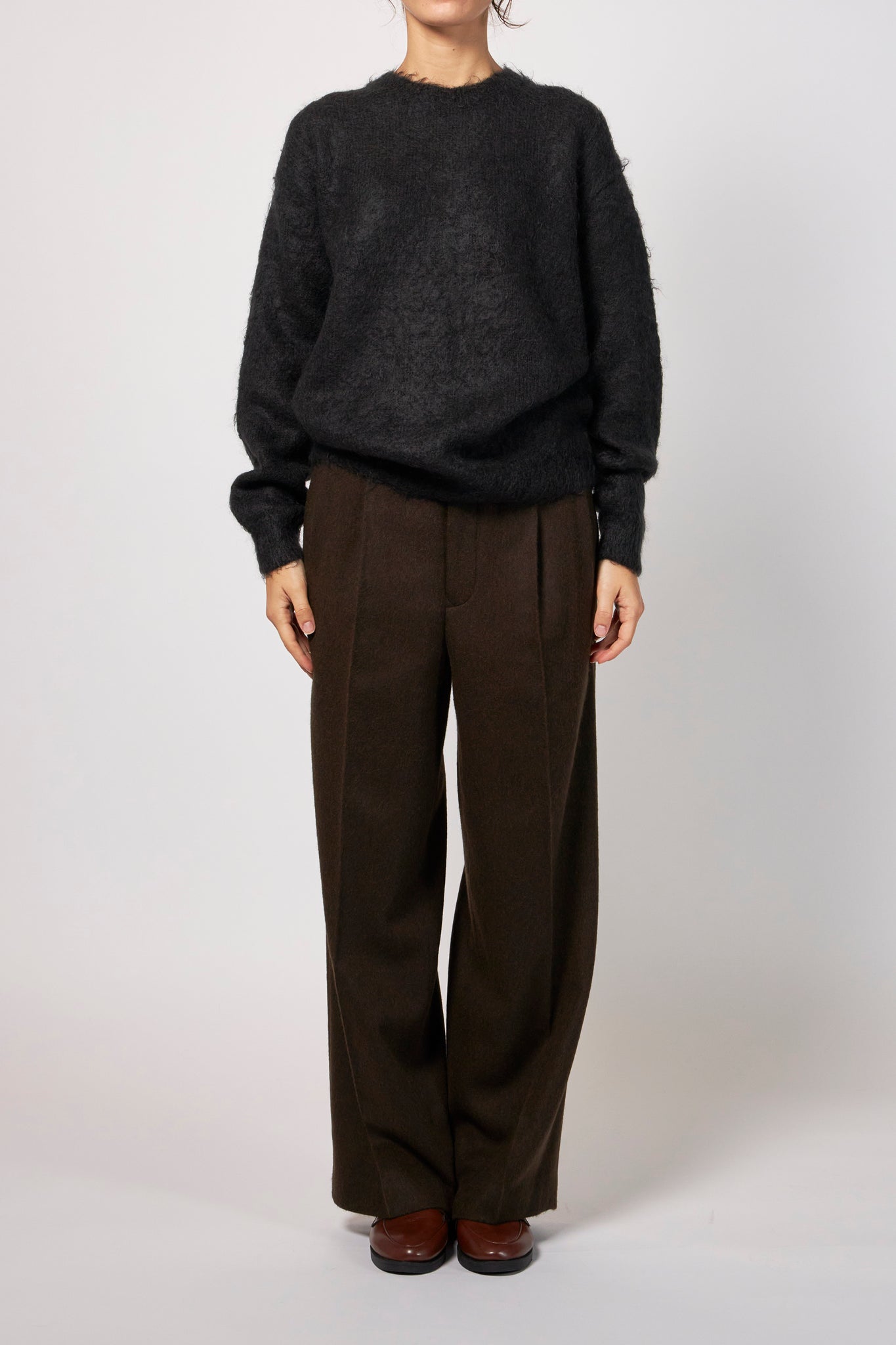 BRUSHED SUPER KID MOHAIR KNIT P/O