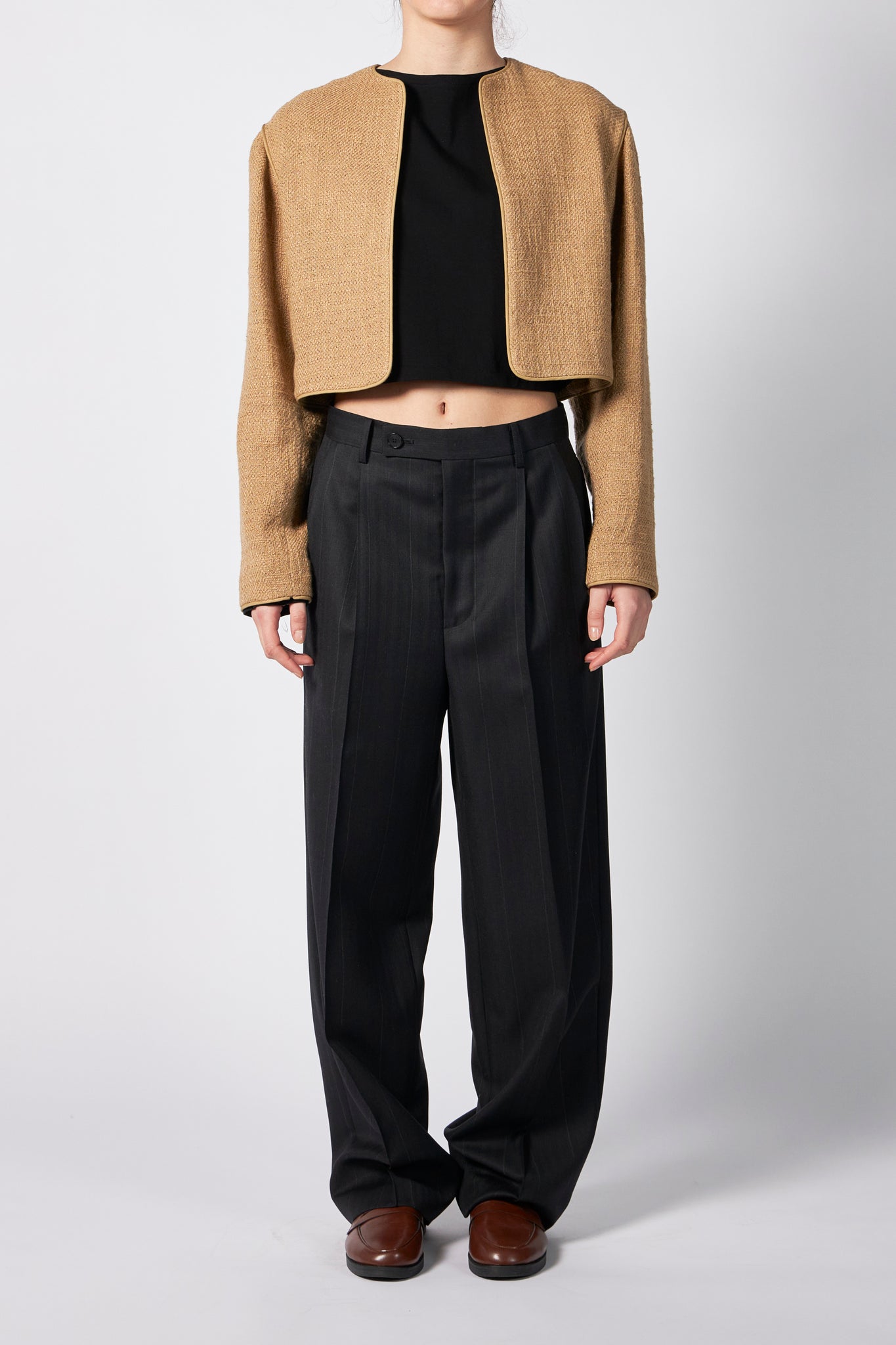 HOMESPUN TWEED ROUND NECK BLOUSON – ATELIERMO