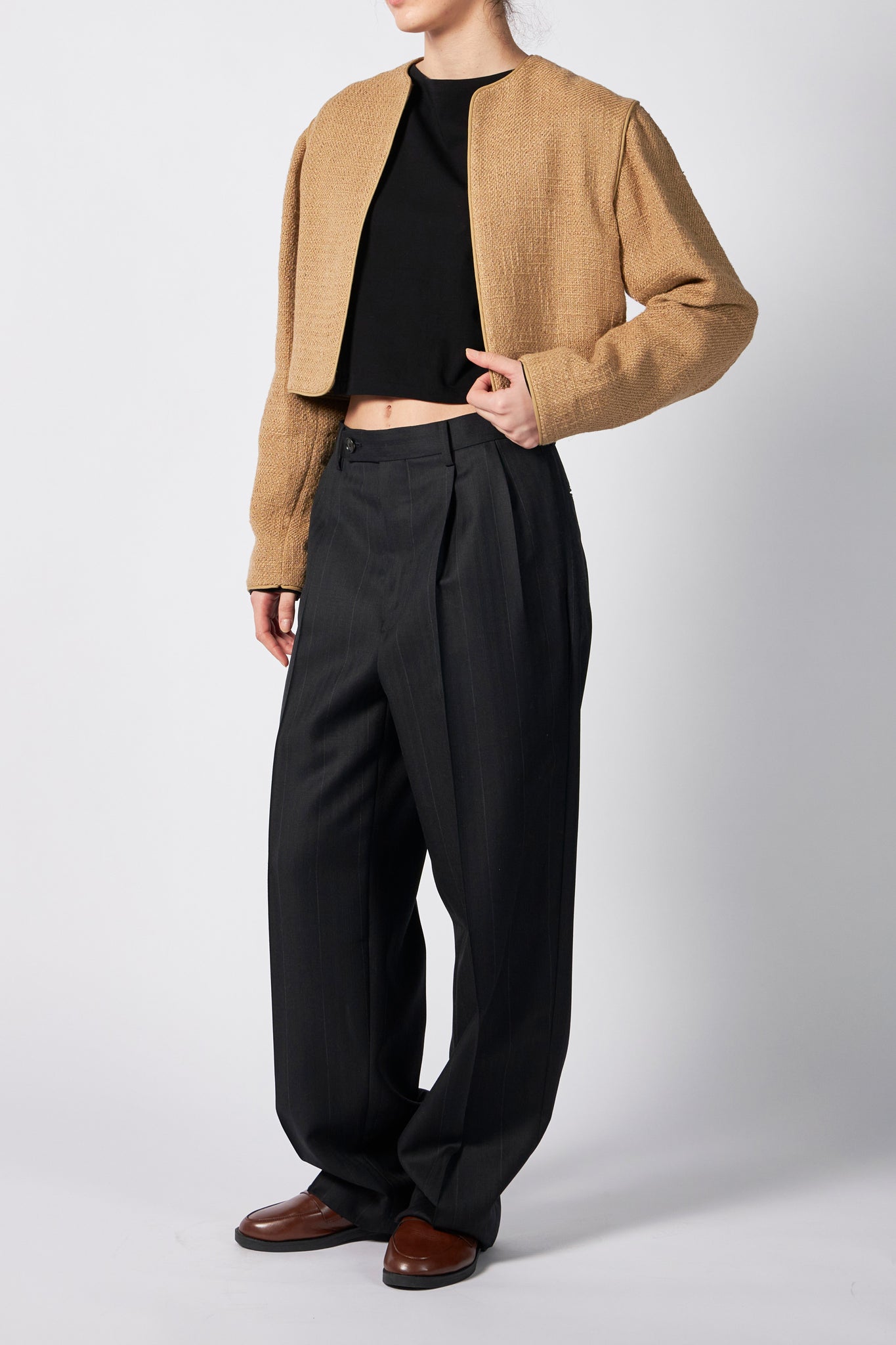 HOMESPUN TWEED ROUND NECK BLOUSON – ATELIERMO