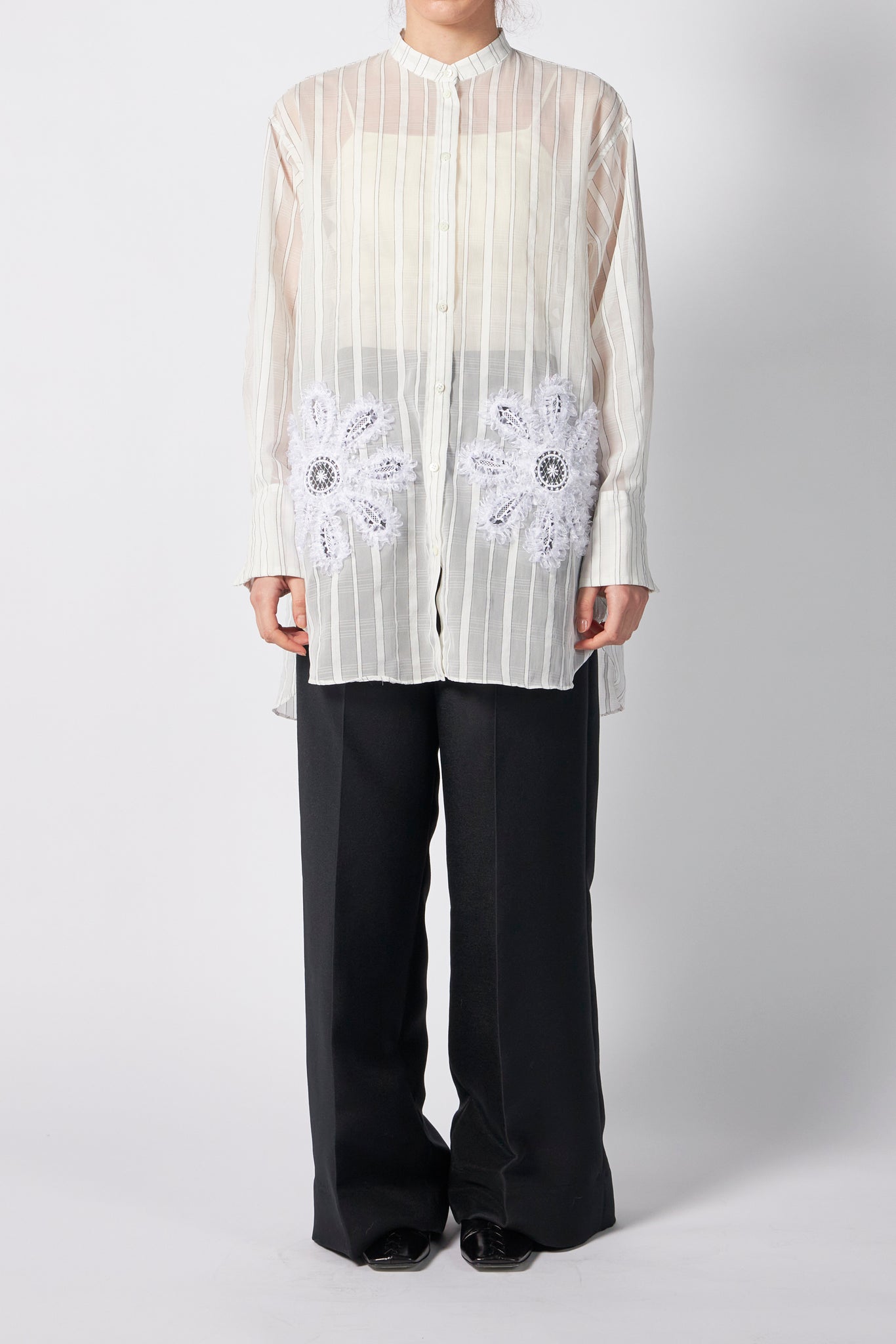 SUN FLOWER STRIPE SHEER SHIRT – ATELIERMO
