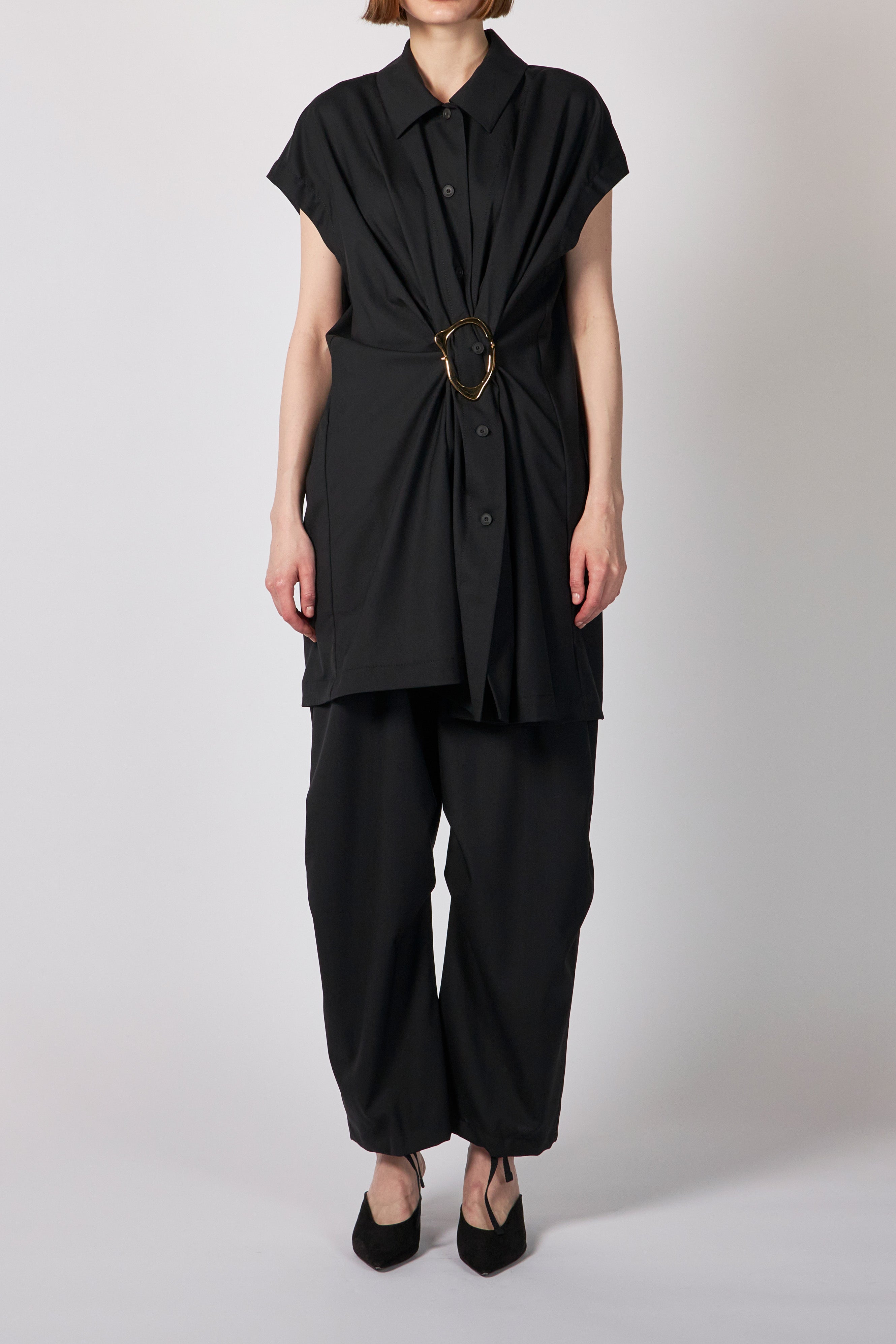 TENSE WOOL DOUBLE CLOTH SLEEVELESS DRESS – ATELIERMO
