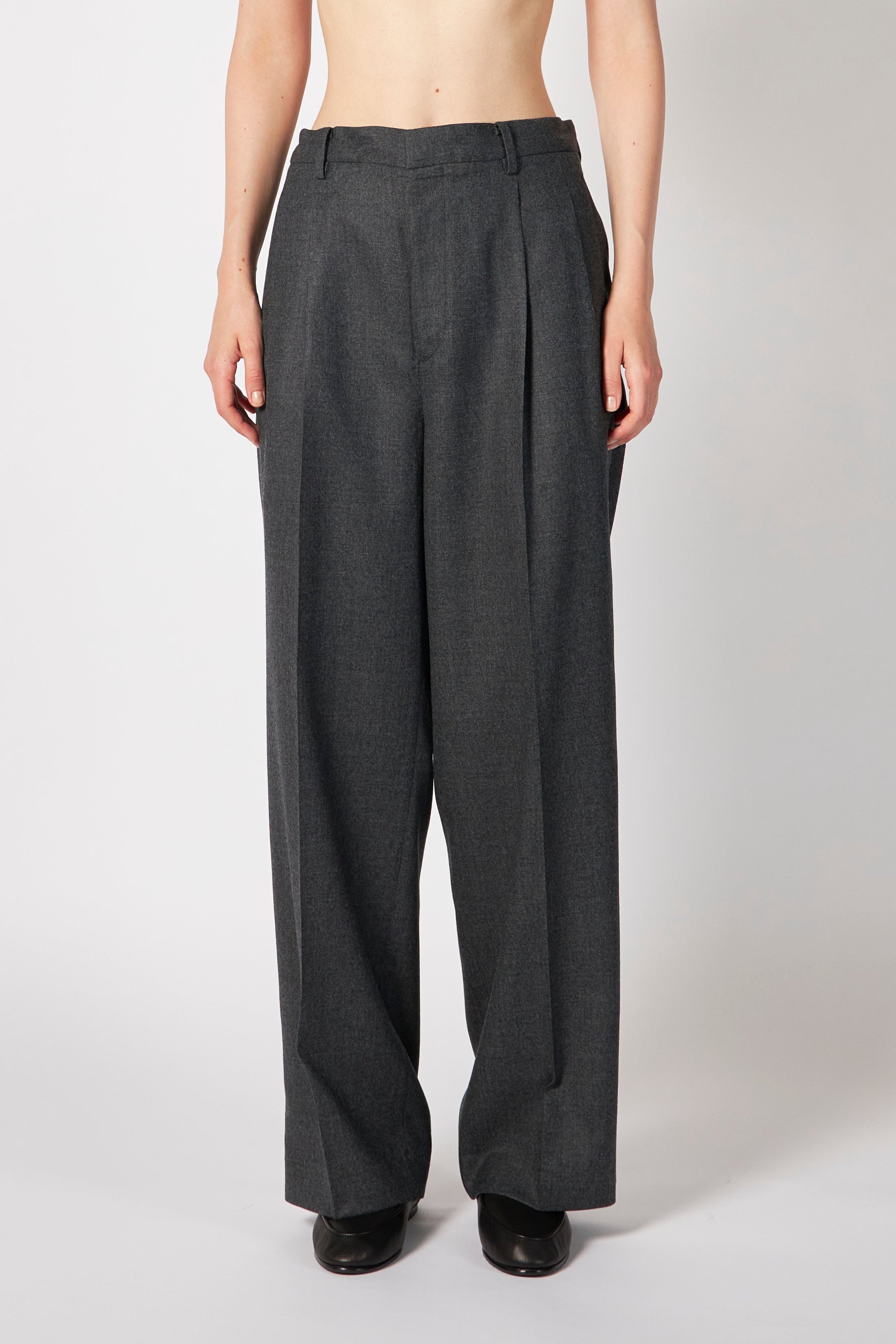 WOOL COTTON LINEN OX ONE-TUCK SLACKS – ATELIERMO