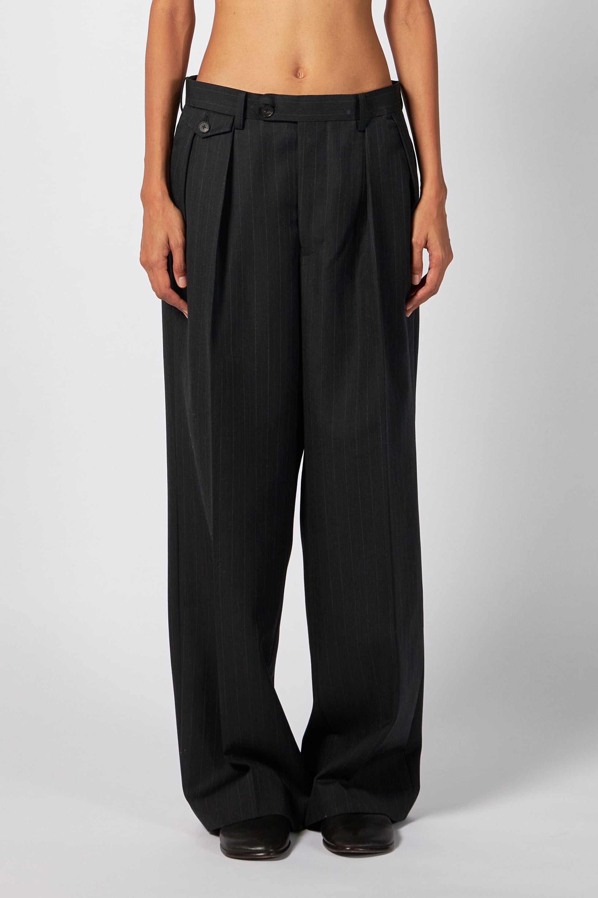 WOOL COTTON LINEN OX ONE-TUCK SLACKS – ATELIERMO