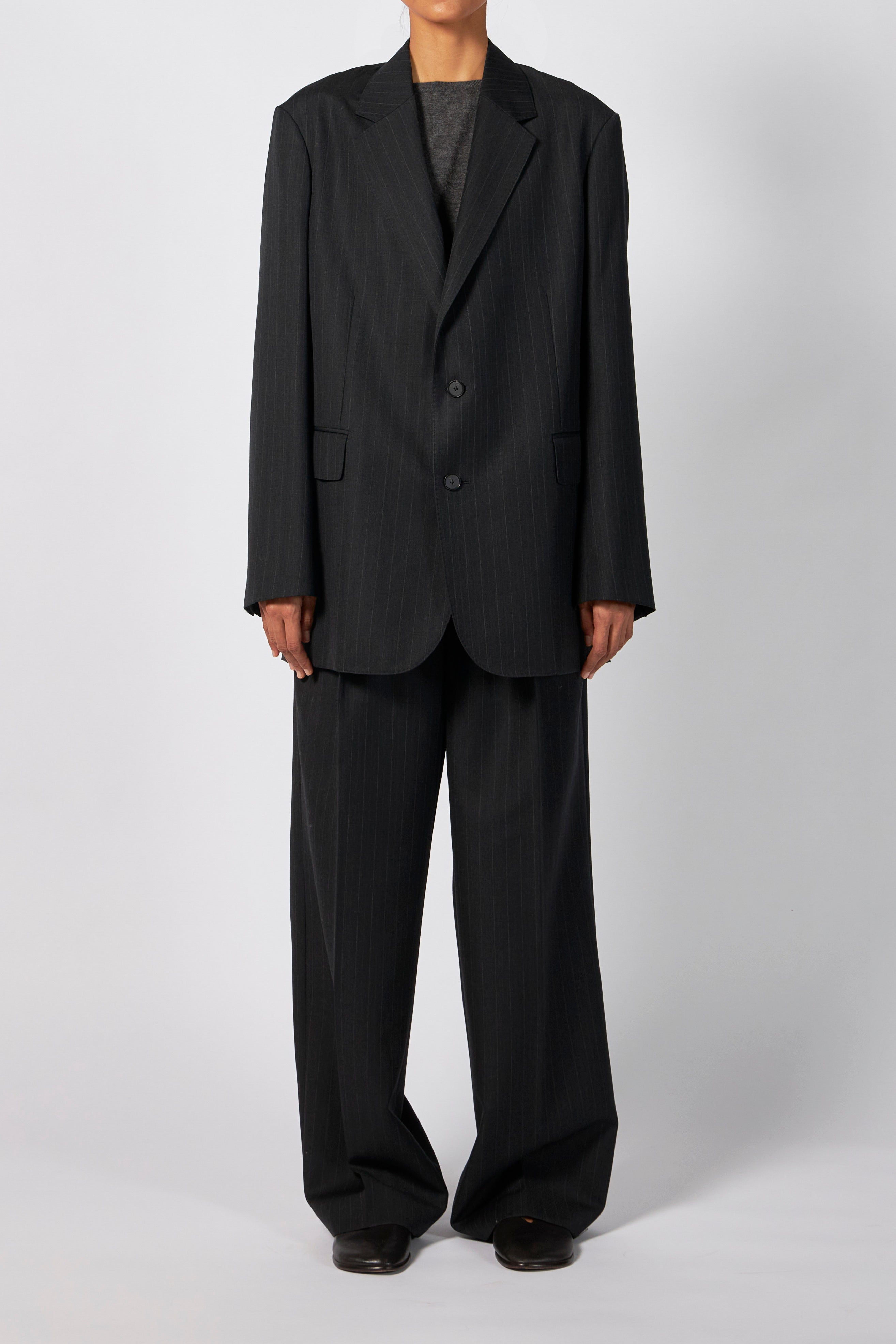 WOOL COTTON LINEN OX ONE-TUCK SLACKS – ATELIERMO